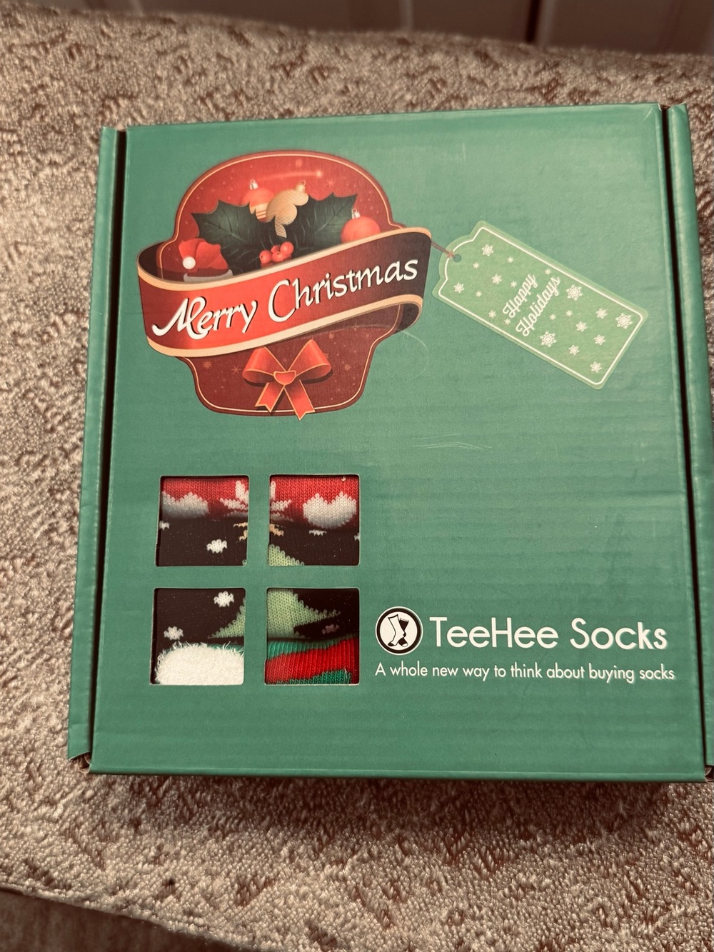 Holiday Gift Box - Red, Green, White Christmas Socks